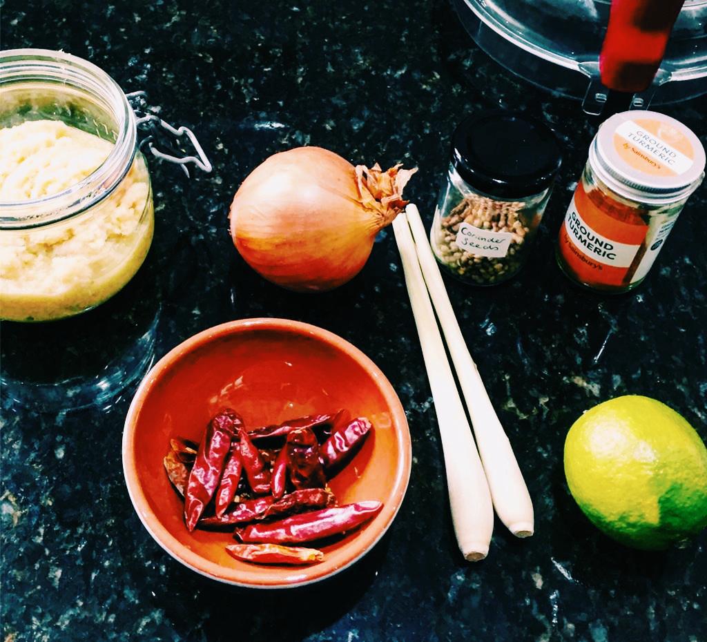 Ingredients for Red Thai Curry Paste